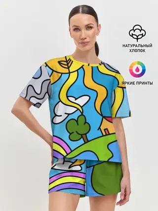 Женская пижама с шортами / Мысли чокнутого