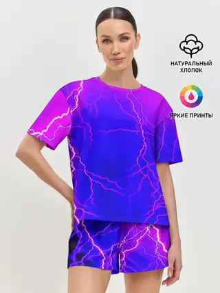 Женская пижама с шортами / НЕОНОВАЯ МОЛНИЯ