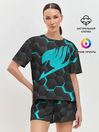 Женская пижама с шортами / Хвост Феи голубые соты