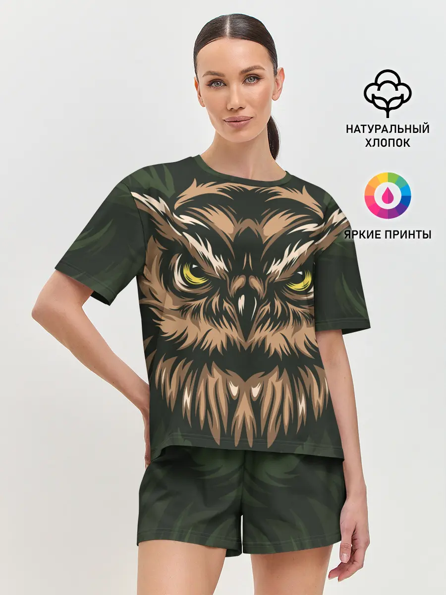 Женская пижама с шортами / Хищная сова