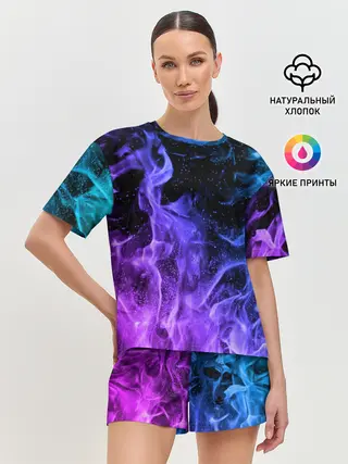 Женская пижама с шортами / ОГОНЬ НЕОН