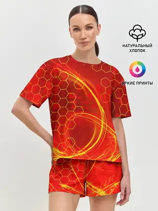 Женская пижама с шортами / Неоновый Огонь