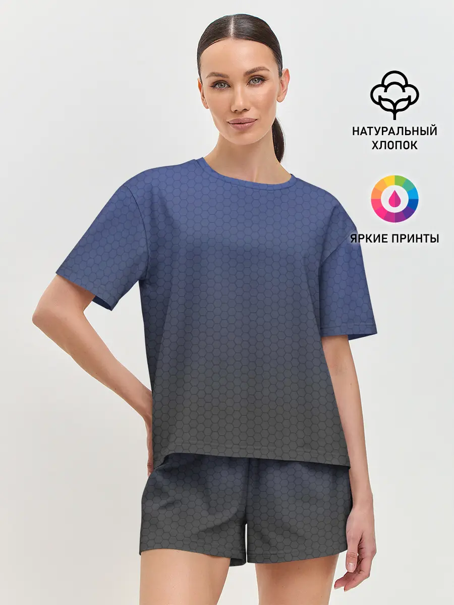 Женская пижама с шортами / Серый октагон