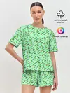 Женская пижама с шортами / dinosaurs green