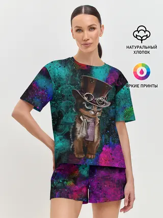 Женская пижама с шортами / Сказочный Котик