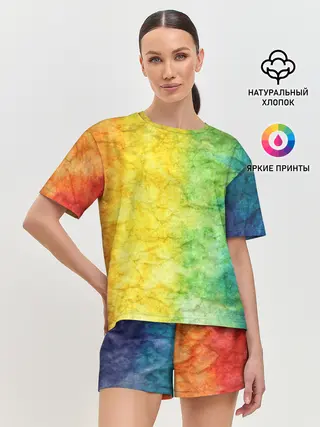 Женская пижама с шортами / разноцветный акварель градиент
