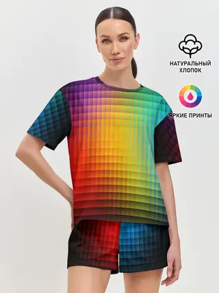 Женская пижама с шортами / Радужный градиент