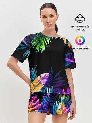 Женская пижама с шортами / Тропическая Ночь