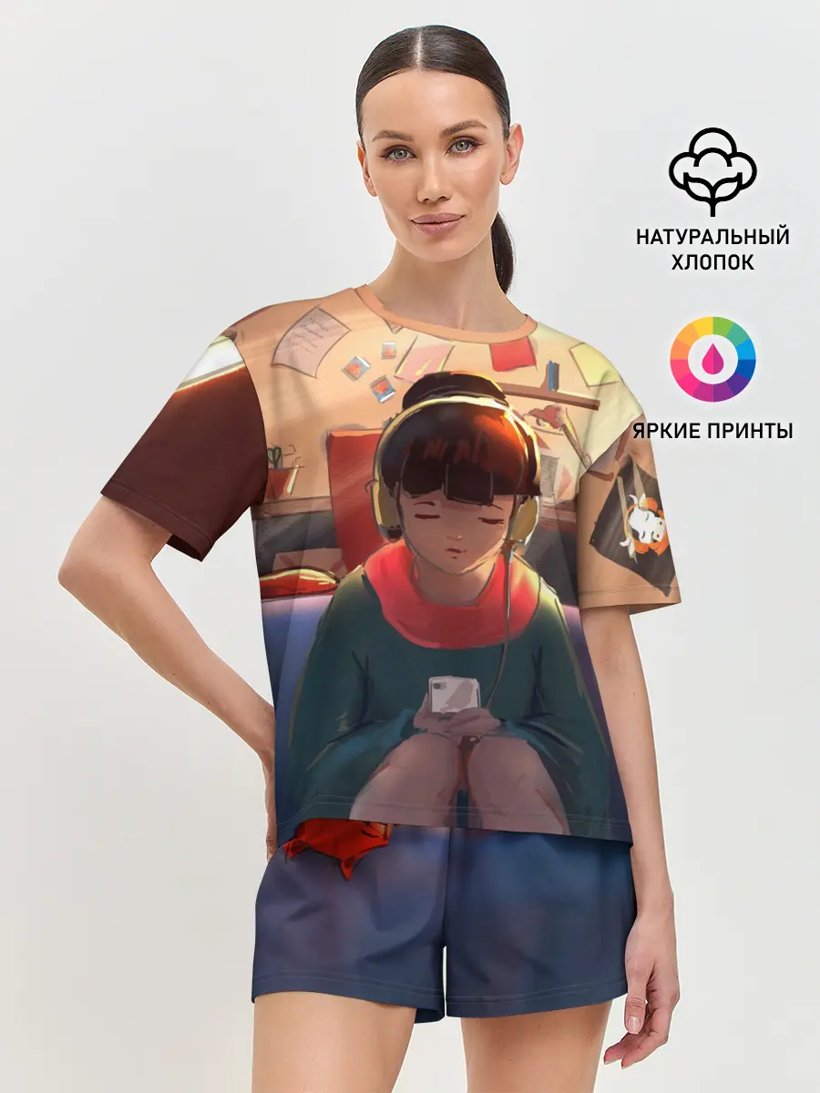 Женская пижама с шортами / Дома