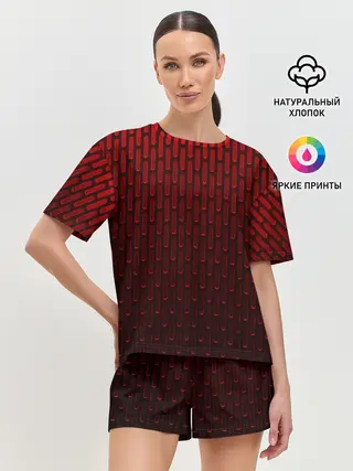 Женская пижама с шортами / текстура красный градиент
