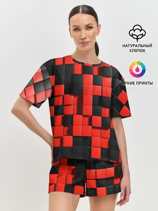 Женская пижама с шортами / КУБИКИ 3D