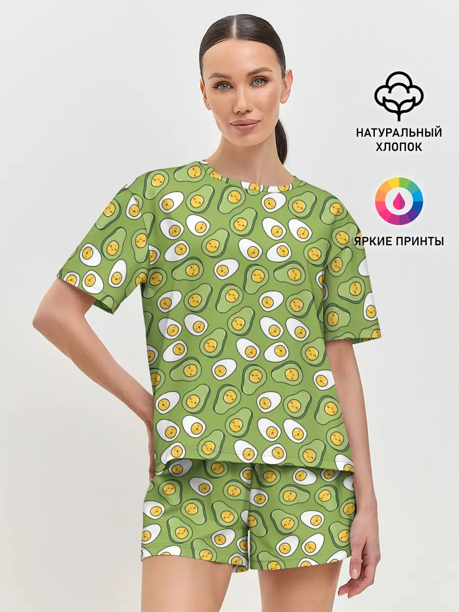 Женская пижама с шортами / Avocado and Eggs