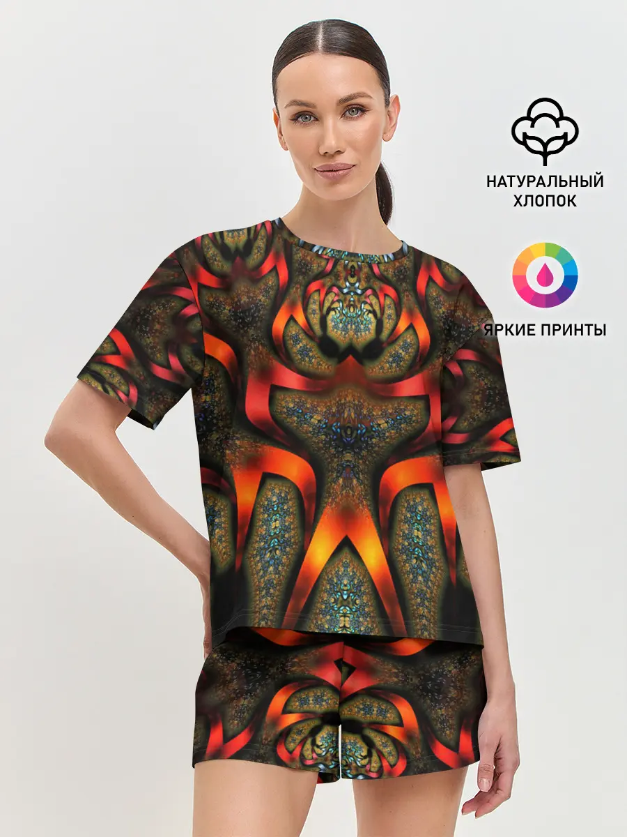 Женская пижама с шортами / ДИКИЙ УЗОР
