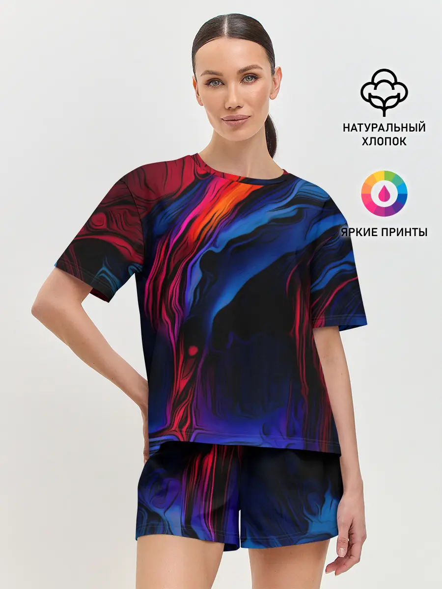 Женская пижама с шортами / Красочный абстракт