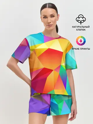 Женская пижама с шортами / Яркая мозаика