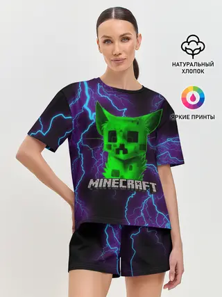 Женская пижама с шортами / MINECRAFT CREEPER CAT