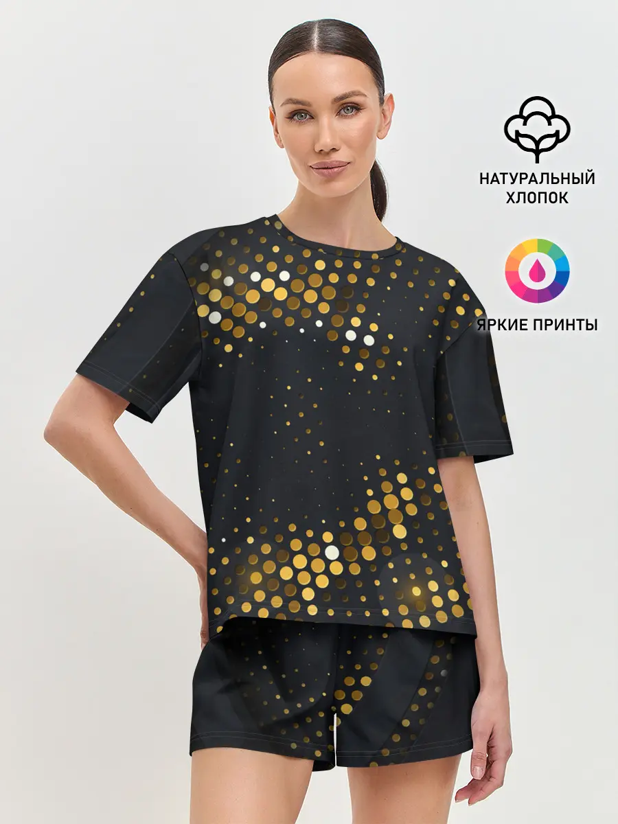 Женская пижама с шортами / black gold