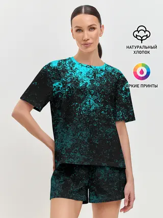 Женская пижама с шортами / БРЫЗГИ-КРАСОК НЕОН