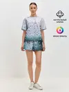 Женская пижама с шортами / Капли окно стекло дождь серо
