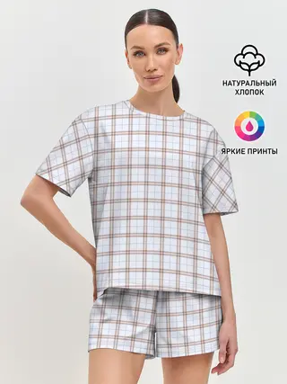 Женская пижама с шортами / Стиль Джентльмены