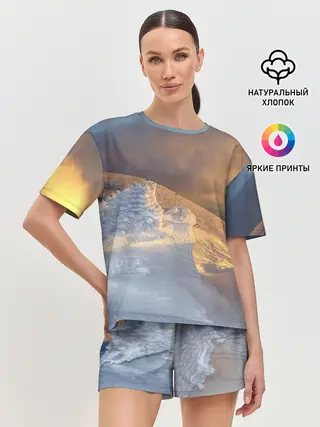 Женская пижама с шортами / Снежная долина