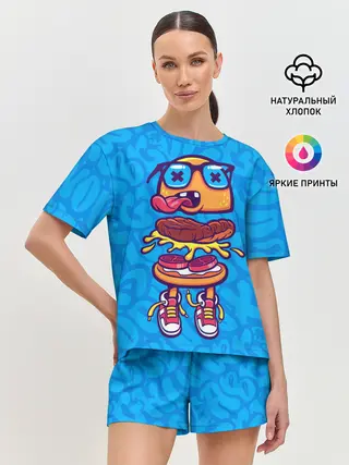 Женская пижама с шортами / Бутерброд монстрик