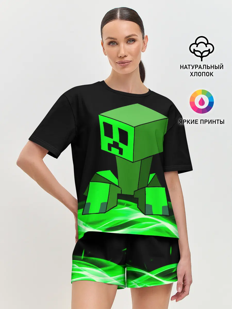 Женская пижама с шортами / Майнкрафт Крипер