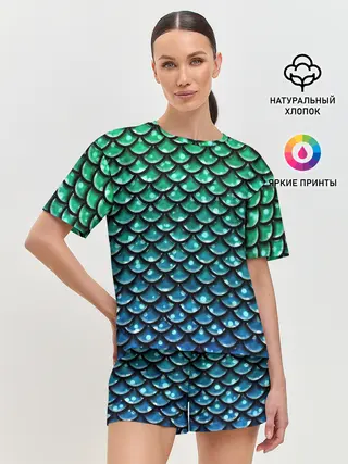 Женская пижама с шортами / Змеиная кожа