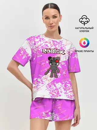 Женская пижама с шортами / Свинка Пигги из Roblox