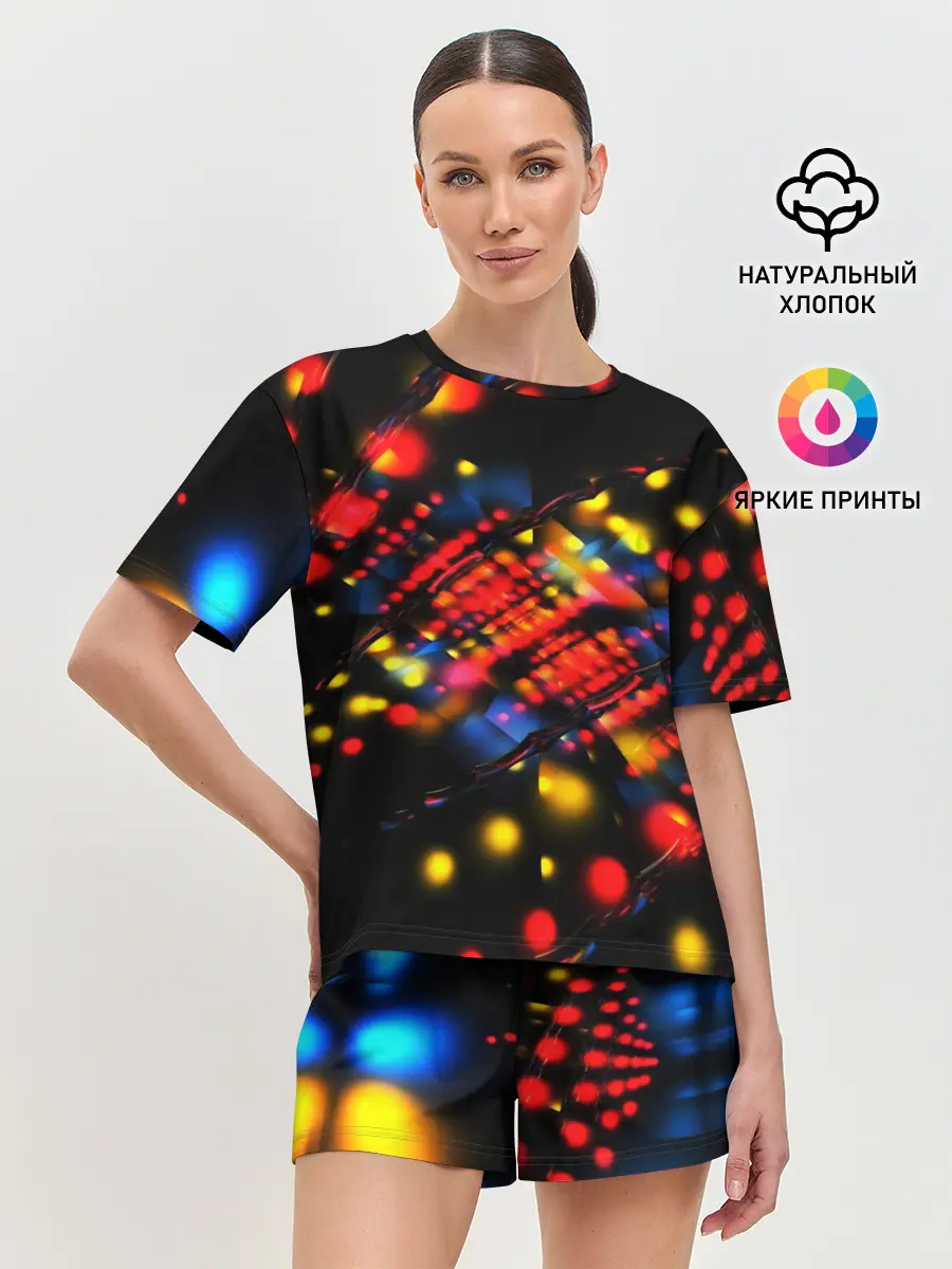 Женская пижама с шортами / Fractal Digital 3D