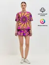 Женская пижама с шортами / НЕОНОВЫЙ РОЗОВЫЙ ФРАКТАЛ