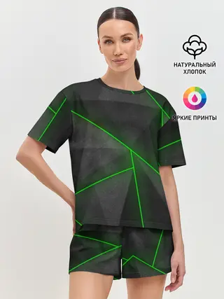 Женская пижама с шортами / Неоновые линии
