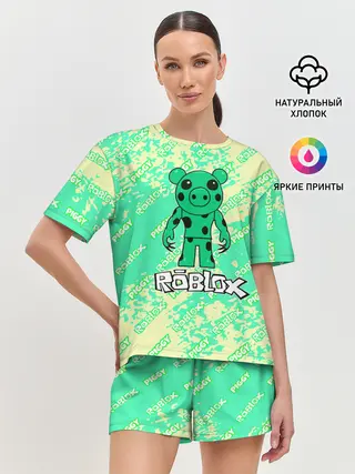 Женская пижама с шортами / Свинка Пигги из Roblox