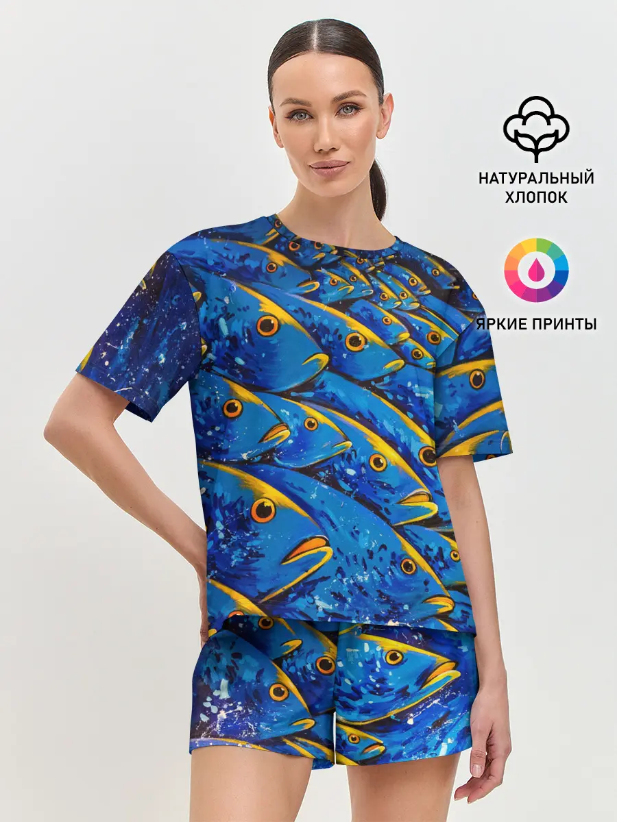 Женская пижама с шортами / Рыбалка