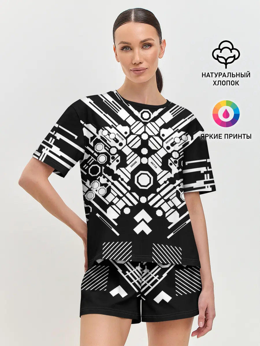 Женская пижама с шортами / двигатель киберпанк