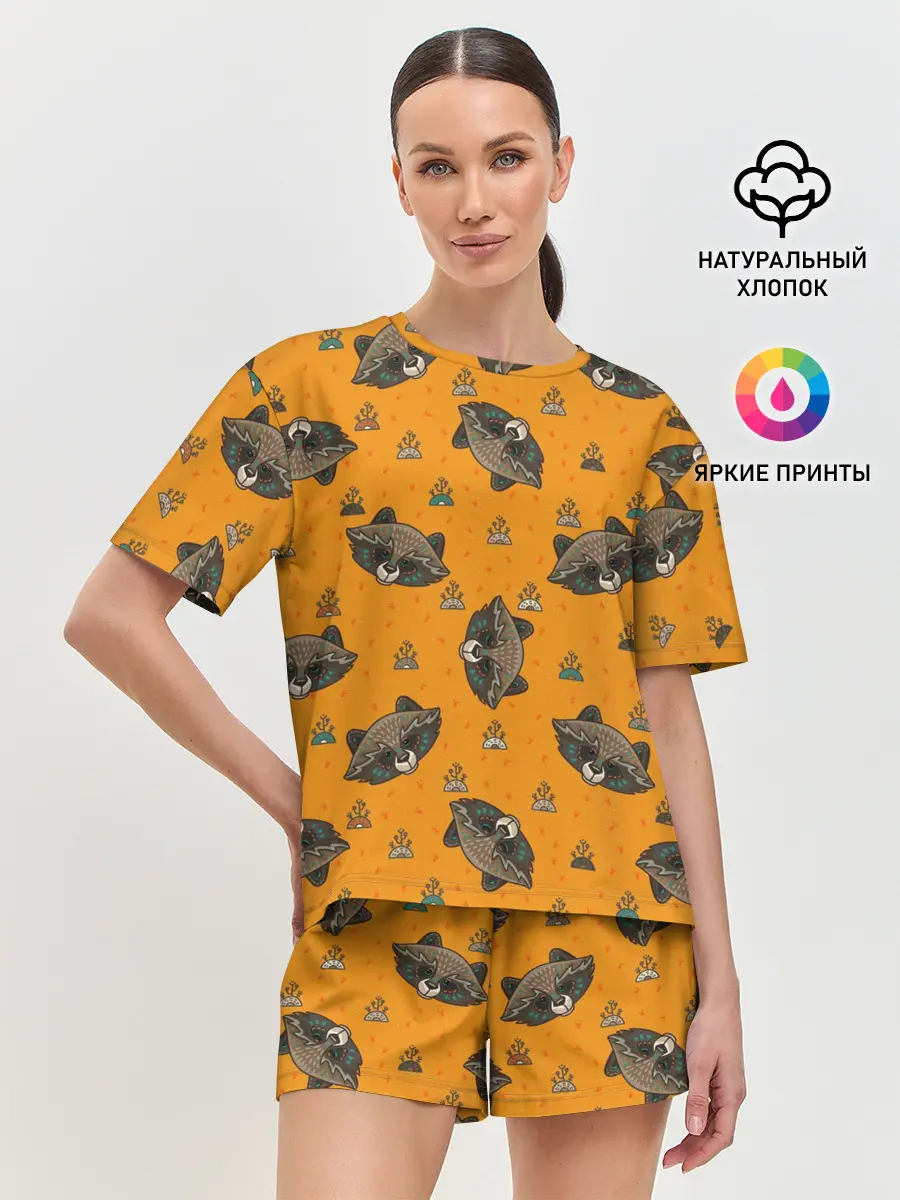 Женская пижама с шортами / Енотики