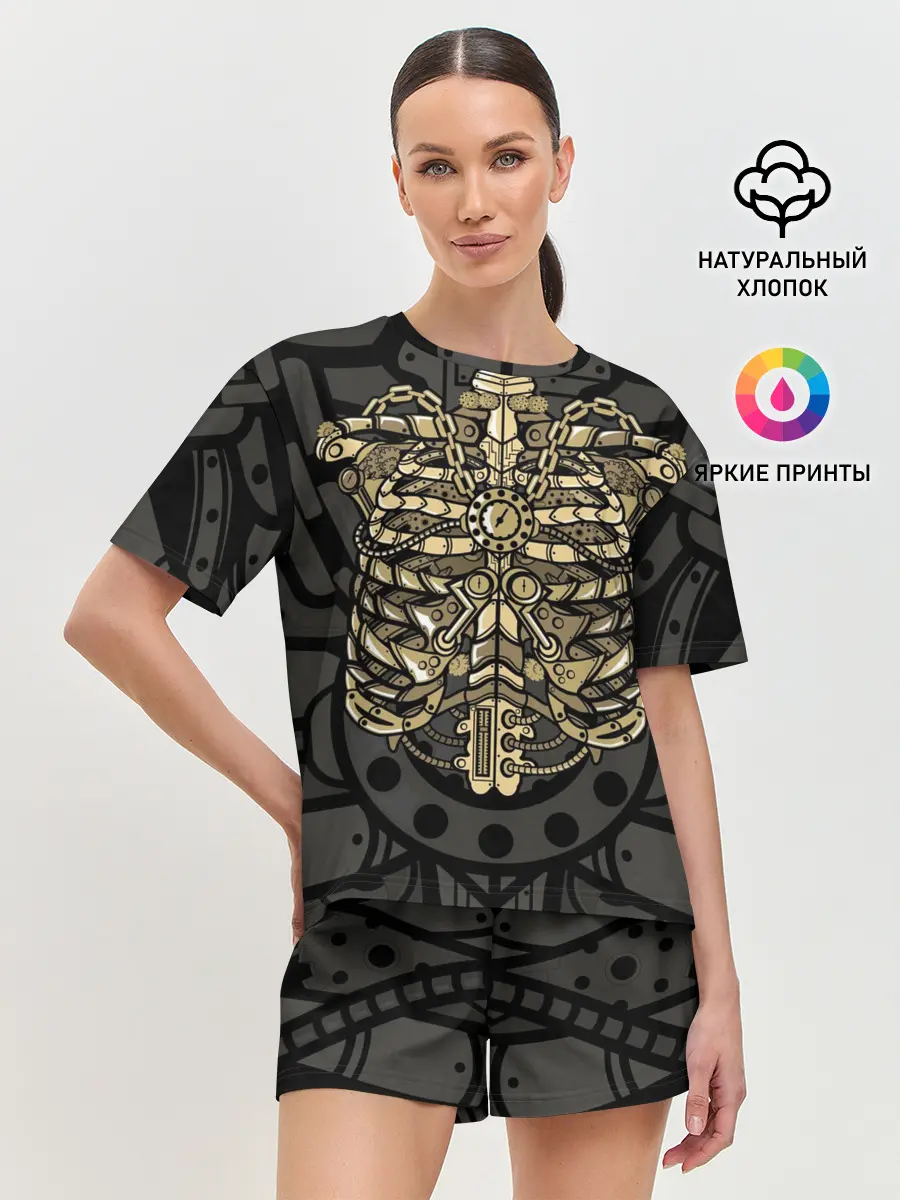 Женская пижама с шортами / Стимпанк Скелет