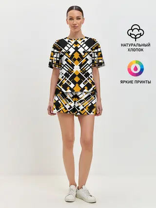 Женская пижама с шортами / КИБЕРПАНК,ФАНТАСТИКА,ГЕОМЕТРИЯ