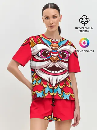 Женская пижама с шортами / Морда Азиатского Льва