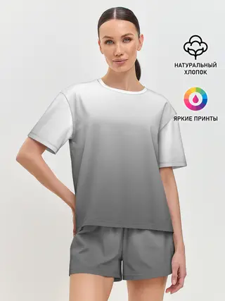 Женская пижама с шортами / Черно-белый градиент