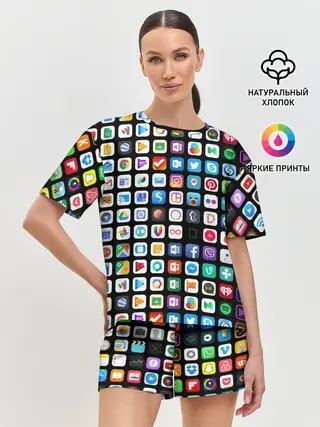 Женская пижама с шортами / Iphone and Apps Icons