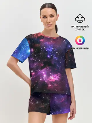 Женская пижама с шортами / Космическое небо