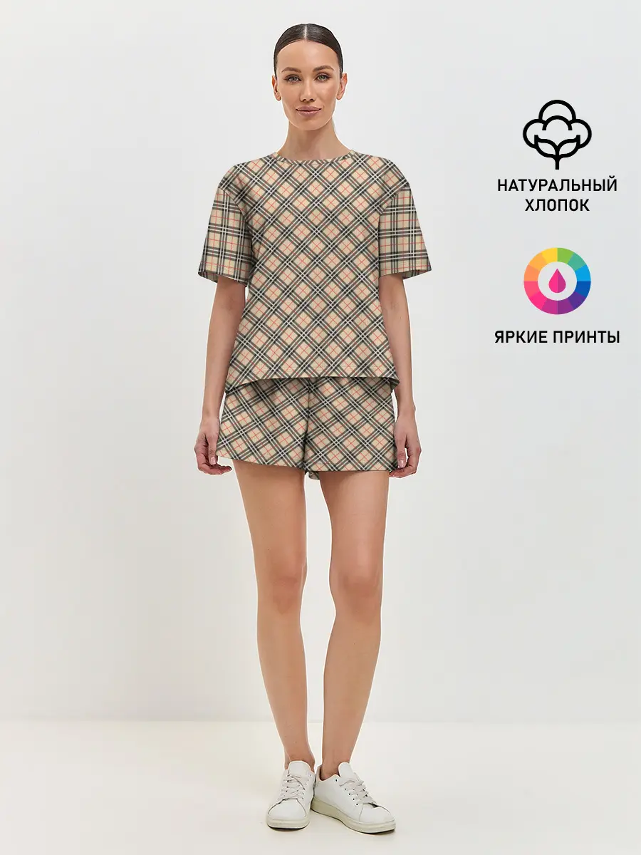 Женская пижама с шортами / Костюм в клетку