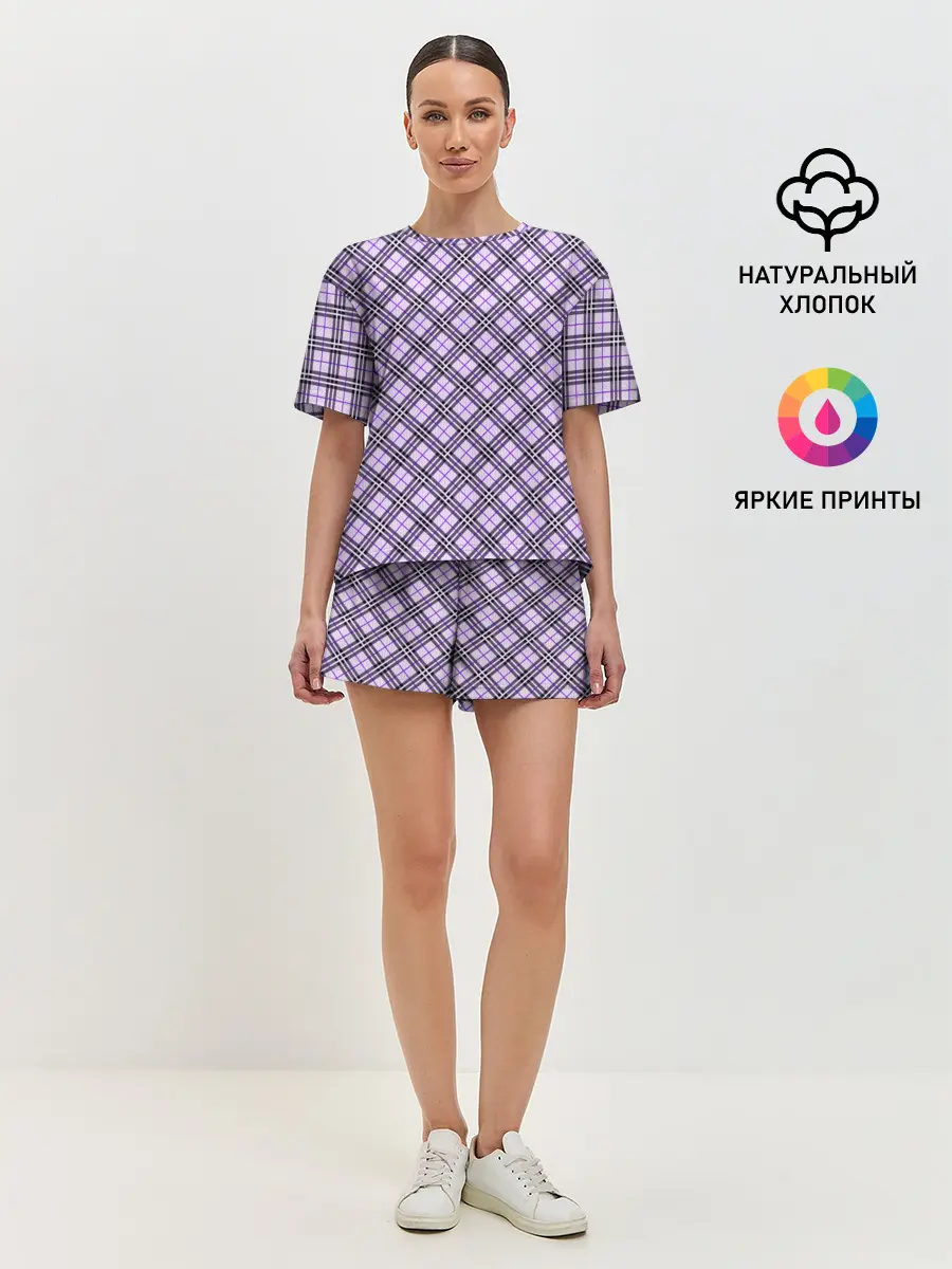Женская пижама с шортами / Костюм в клетку