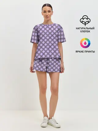Женская пижама с шортами / Костюм в клетку