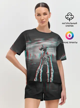 Женская пижама с шортами / Siren Head Horror Glitch