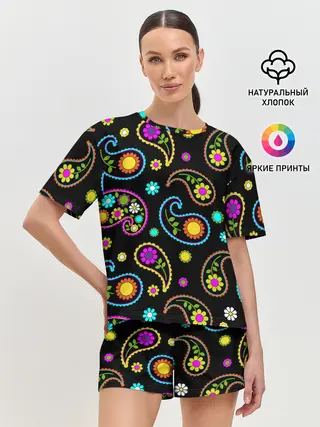 Женская пижама с шортами / ЦВЕТЫ