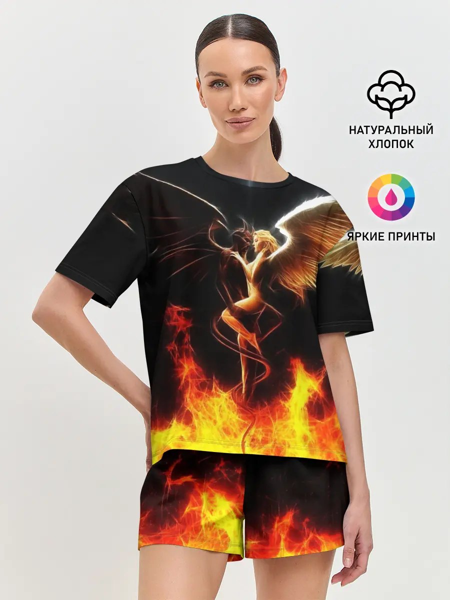 Женская пижама с шортами / Angel and demon