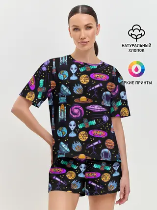 Женская пижама с шортами / космос
