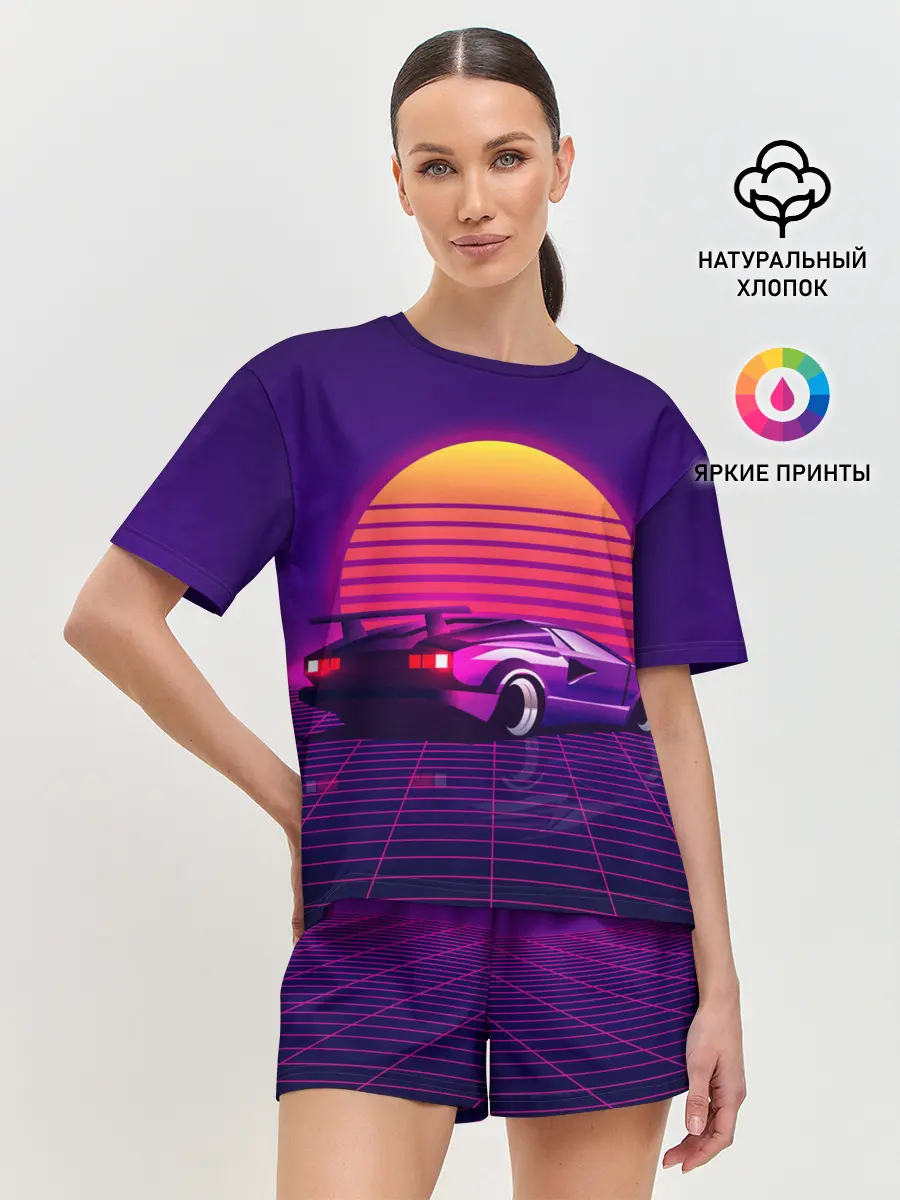 Женская пижама с шортами / Ретро Футуризм